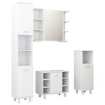 vidaXL Ensemble de meubles de salle de bain 4Pièces Blanc Bois ingénierie