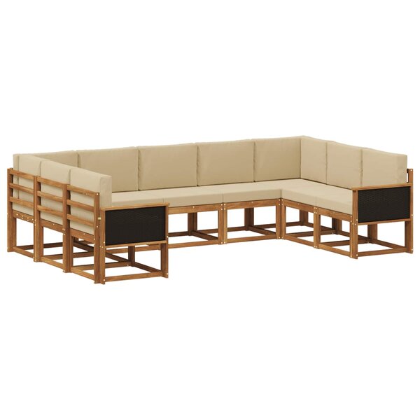 vidaXL Ensemble de canapés d'extérieur 9 pc Naturel et Beige