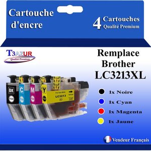 T3AZUR Lot de 4 Cartouches compatibles avec Brother LC3213 XL pour Brother MFC-J491DW MFC-J497DW MFC-J890DW MFC-J895DW