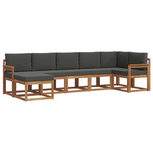 vidaXL Ensemble de canapés d'extérieur 7 pc Naturel et Anthracite