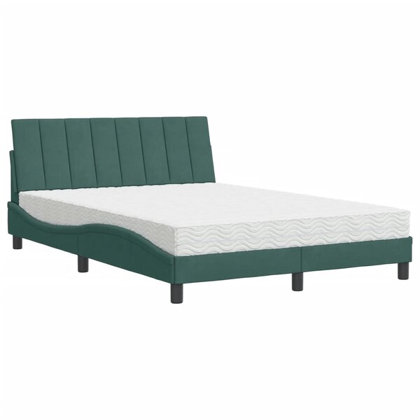 vidaXL Lit avec matelas vert foncé 140x190 cm velours