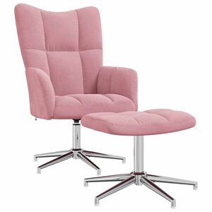 vidaXL Chaise de relaxation avec tabouret Rose Velours