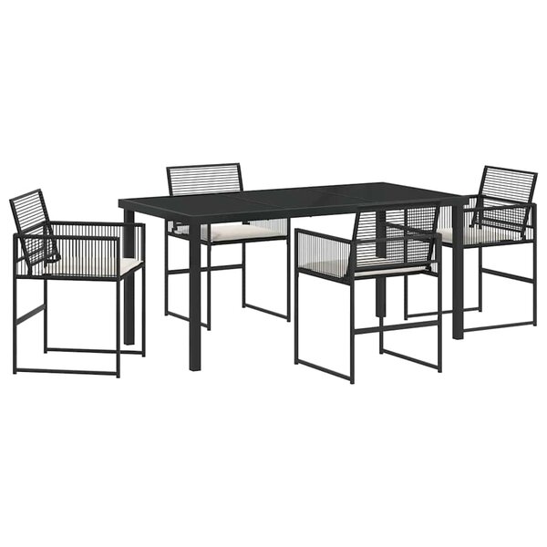 vidaXL Ensemble de salle à manger pour jardin 5 Pièces Noir polyrotin
