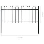 vidaXL Clôture de jardin avec dessus en cerceau Acier 1 7 m Noir