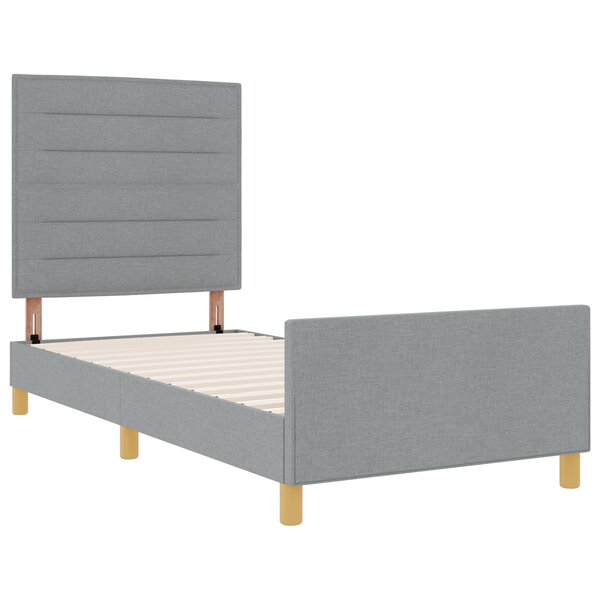 Lit vidaXL Gris clair 90x190 cm en tissu