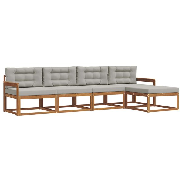 vidaXL Ensemble de canapés d'extérieur 5 pc Gris Naturel et Clair