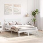 vidaXL Cadre de lit Blanc 135 x 190 cm Bois de pin massif