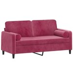 vidaXL Canapé 2 places avec oreillers bordeaux 140 cm velours