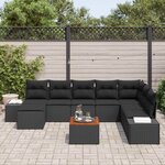 vidaXL Ensemble de canapé de jardin 9 Pièces Noir