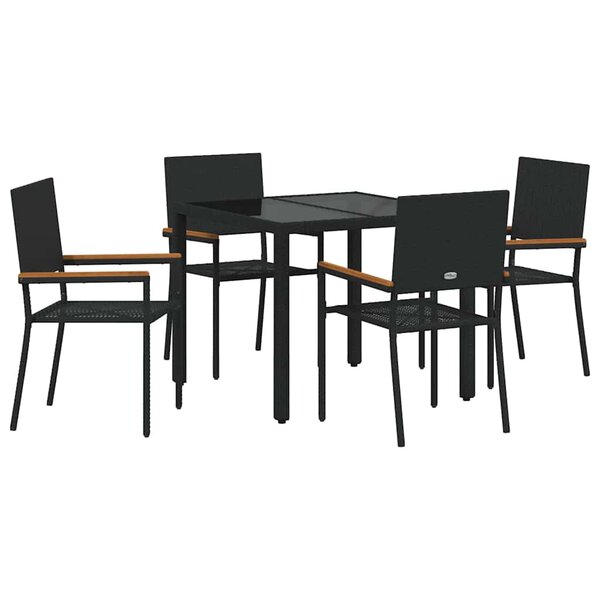 vidaXL Ensemble de salle à manger pour jardin 5 Pièces Noir polyrotin