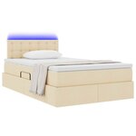 vidaXL Lit de rangement LED avec matelas Crème 120 x 190 cm Tissu