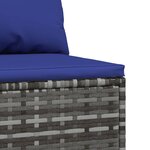 vidaXL Canapés centraux de jardin et coussins 2Pièces Gris Résine tressée