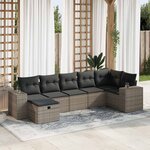vidaXL Salon de jardin avec coussins 7 Pièces gris résine tressée