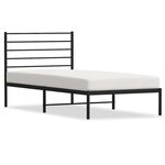 vidaXL Cadre de lit métal sans matelas avec tête de lit noir 100x190cm