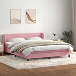 vidaXL Sommier à lattes de lit avec matelas rose 180x210 cm velours