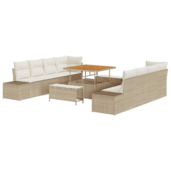 vidaXL Ensemble de canapé de jardin 11 Pièces Beige Poly rotin