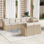 vidaXL Salon de jardin avec coussins 8 Pièces beige résine tressée