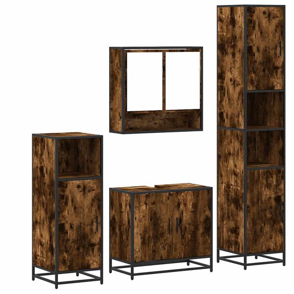 vidaXL Ensemble meubles salle de bain 4 Pièces chêne fumé bois ingénierie