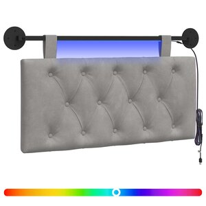 vidaXL Tête de lit suspendue Avec lumière LED Gris clair Velours