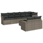 vidaXL Salon de jardin 9 Pièces avec coussins gris résine tressée