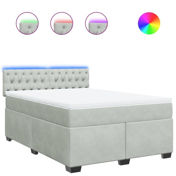 vidaXL Sommier à lattes de lit et matelas Gris clair 140x190cm Velours