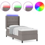 Lit Box Spring vidaXL avec matelas et LED Taupe 100x200 cm Tissu