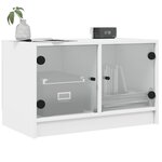 vidaXL Meuble TV avec portes en verre blanc 68x37x42 cm
