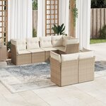 vidaXL Salon de jardin avec coussins 7 Pièces beige résine tressée