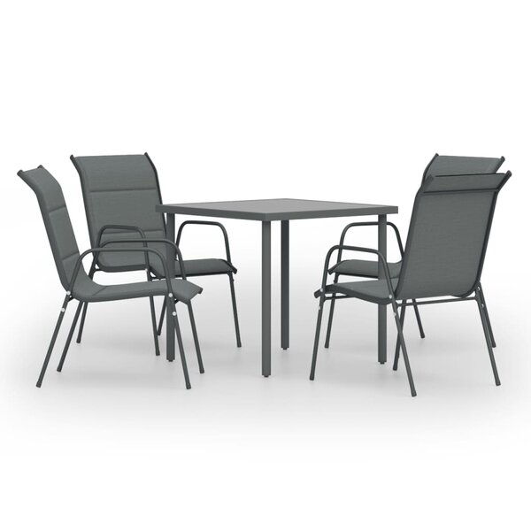 vidaXL Mobilier de salle à manger d'extérieur 5 Pièces Acier Anthracite