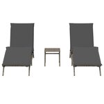 vidaXL Chaises longues lot de 2 avec table gris résine tressée