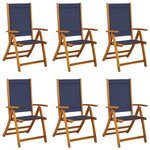 vidaXL Chaises pliables de jardin lot de 6 bois d'acacia et textilène