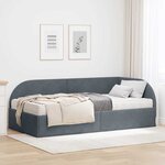 vidaXL Cadre de lit d'angle avec matelas 2 Pièces Gris Velours