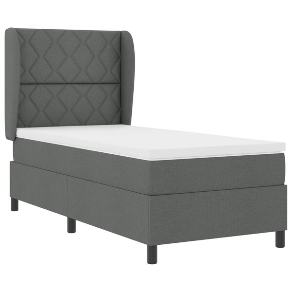 vidaXL Lit à ressorts avec matelas - Gris foncé  90x190 cm  en tissu