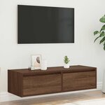 vidaXL Meuble TV avec lumières LED chêne marron 100X35 5x25 cm