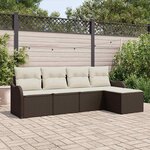 vidaXL Ensemble de canapé de jardin 5 Pièces Marron Poly rotin