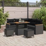 vidaXL Ensemble de canapé de jardin avec coussin 8 Pièces Noir Poly rotin