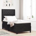 vidaXL Lit à Ressorts avec Matelas LED Argyle Noir 90 x 200 cm Velours