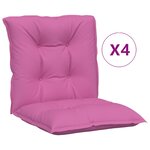 vidaXL Coussins de chaise de jardin à dossier bas lot de 4 rose