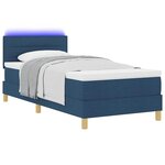vidaXL Lit à ressort LED avec matelas Bleu 90 x 190 cm tissu