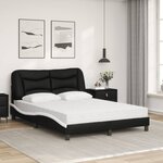 vidaXL Lit avec matelas Hvar noir et blanc 140x200 cm similicuir
