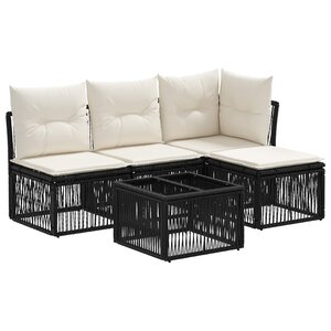 vidaXL Ensemble de canapé de jardin 5 pc Noir polyrotin
