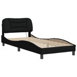 vidaXL Cadre de lit avec LED sans matelas Hvar noir 90x200 cm tissu