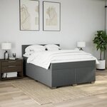vidaXL Sommier à lattes de lit avec matelas Gris foncé 160x200cm Tissu
