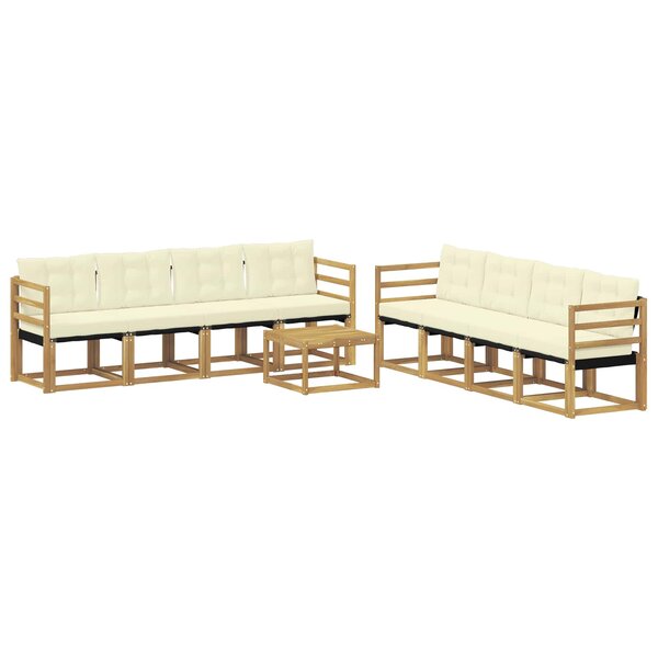 vidaXL Ensemble de canapés d'extérieur 9 pc Blanc et crème