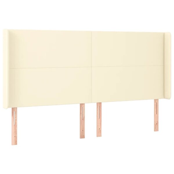 vidaXL Tête de lit avec oreilles Crème 163x16x118/128 cm Similicuir