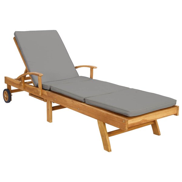 vidaXL Chaise longue avec coussin 100  Polyester Teck Solide