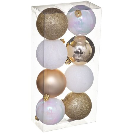 Féerie Christmas Kit de décoration pour Sapin de Noël Doré et Blanc 8 pièces (lot de 4)