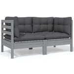 vidaXL Salon de jardin 9 Pièces avec coussins anthracite bois de pin
