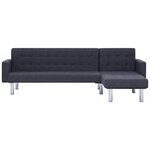vidaXL Canapé-lit en L Gris foncé Polyester