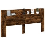 vidaXL Armoire tête de lit avec LED chêne fumé 200x16 5x103 5 cm